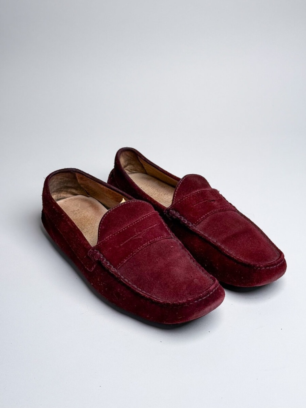Barneys New York Suede Burgundy Penny Loafers/Driving Shoes US 10/EUR 43